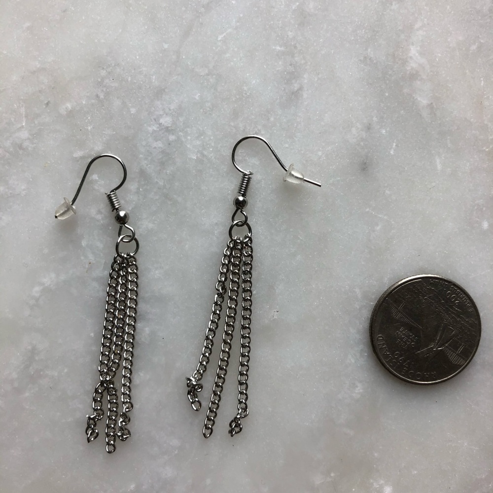 Silver Chain Dangling Earrings - image 3